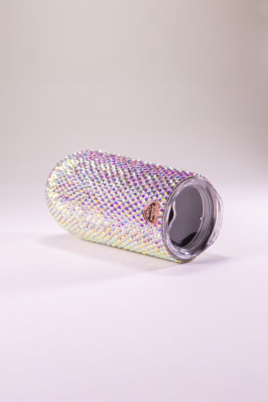 Decorative tumbler with glass rhinestone embellishments