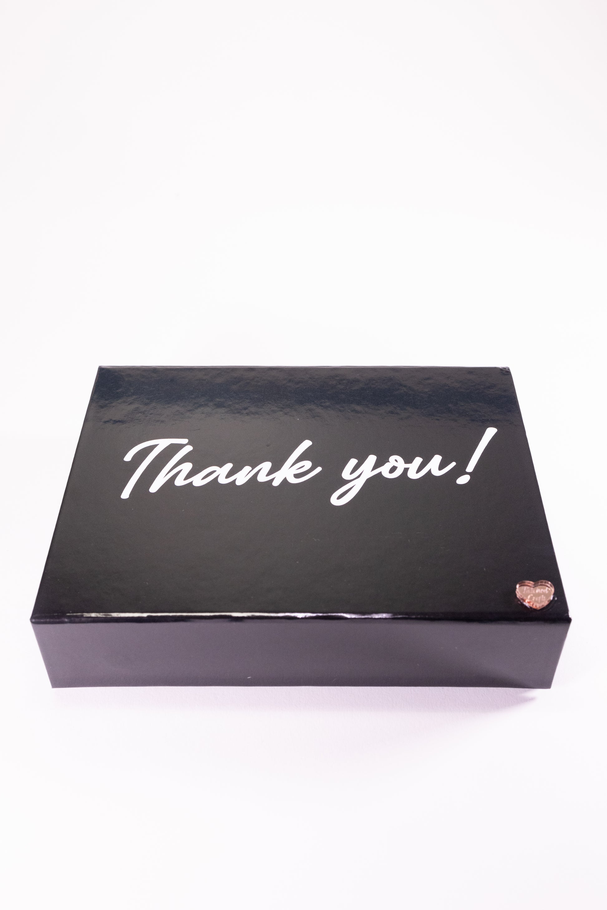 Black box with 'Thank you!' text on a white background